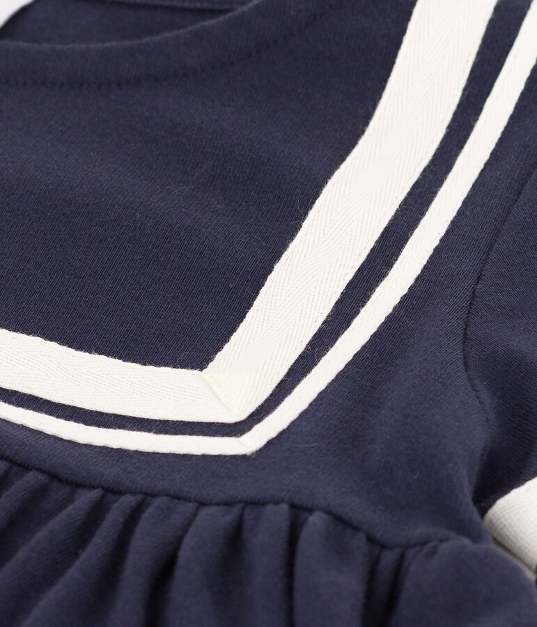 Robe manches courtes en coton bio enfant fille bleu SMOKING