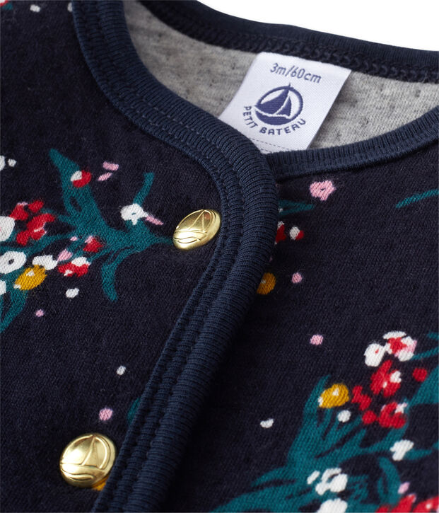 Cardigan b&eacute;b&eacute; fille en tubique imprim&eacute; bleu/multicouleur