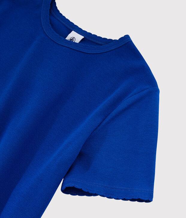 T-shirt col rond iconique en coton Femme bleu