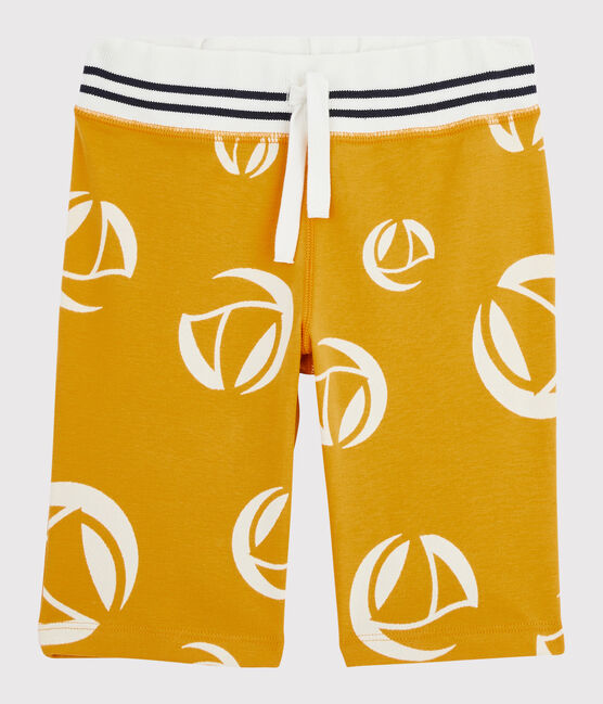Bermuda en maille enfant garçon jaune BOUDOR/blanc MARSHMALLOW