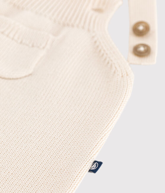 Salopette en tricot de laine et coton bébé écru AVALANCHE