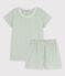 Pyjacourt fleurs fille en coton vert HERBIER/ MARSHMALLOW