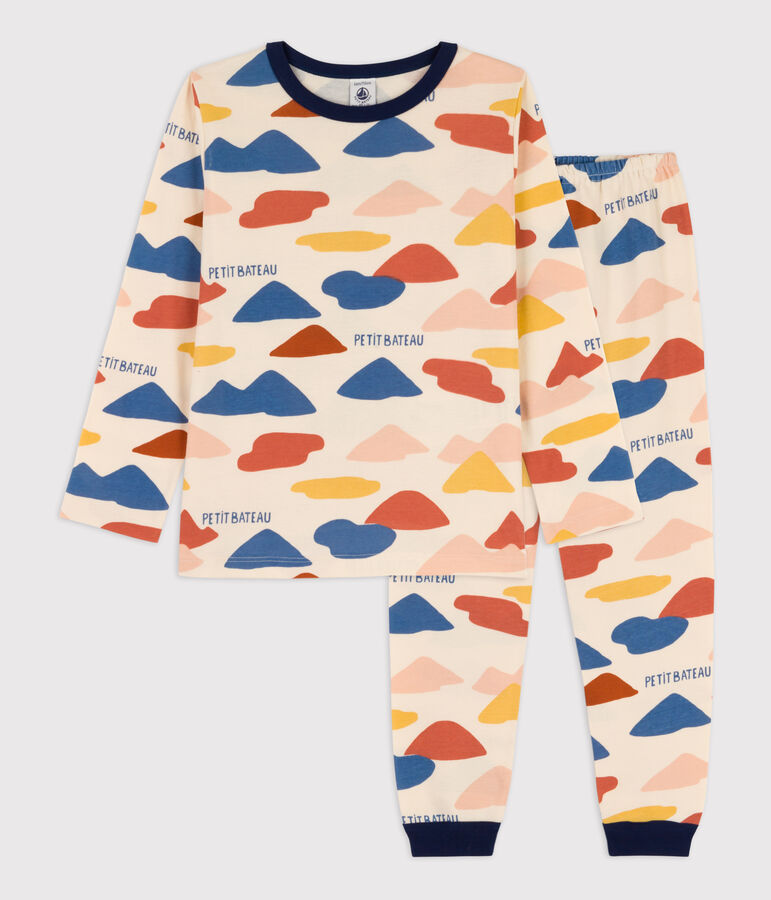Pyjama enfant fille / gar&ccedil;on en coton &eacute;cru/multicouleur