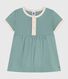 Robe bébé en coton manches courtes, unie à détails contrastés