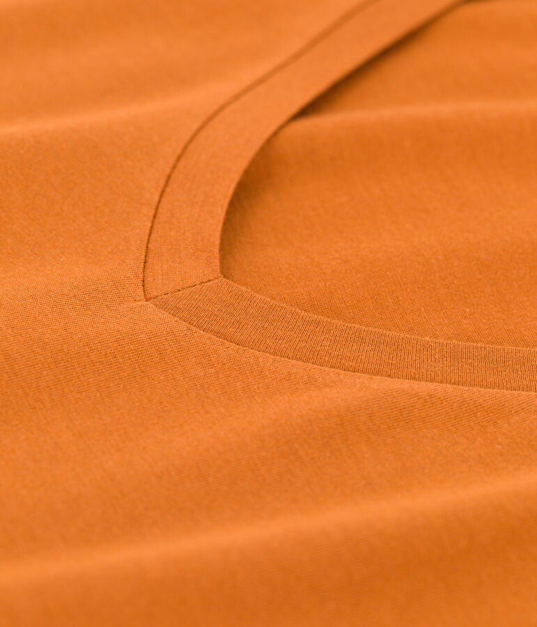 Tee-shirt LE DROIT col V en coton bio Femme marron ECUREUIL