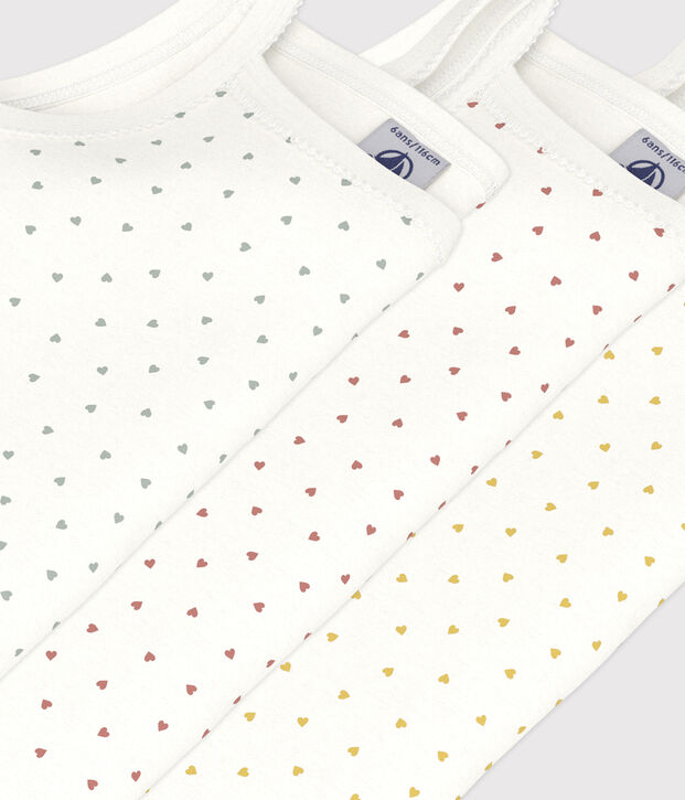 Lot de 3 chemises &agrave; bretelles petits c&oelig;urs en coton petite fille multicouleur