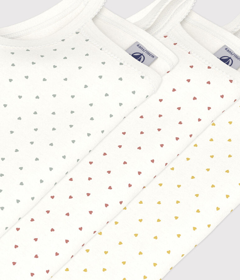 Lot de 3 chemises &agrave; bretelles petits coeurs en coton petite fille variante 1