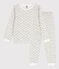 Pyjama fleurs en tubique petite fille blanc MARSHMALLOW/blanc MULTICO