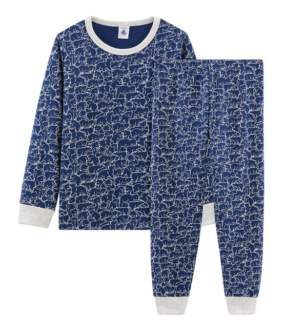 Pyjama petit garçon en molleton bleu MAJOR/blanc MARSHMALLOW