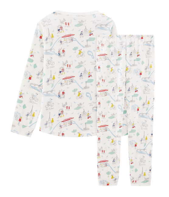 Pyjama petite fille en côte blanc MARSHMALLOW/ MULTICO CN