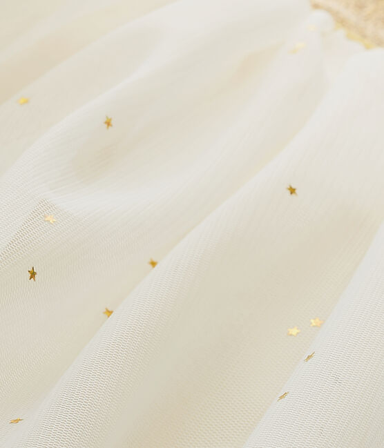 Jupe fille en tulle étoilé beige COQUILLE/jaune DORE