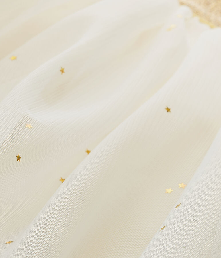 Jupe fille en tulle &eacute;toil&eacute; beige COQUILLE/jaune DORE