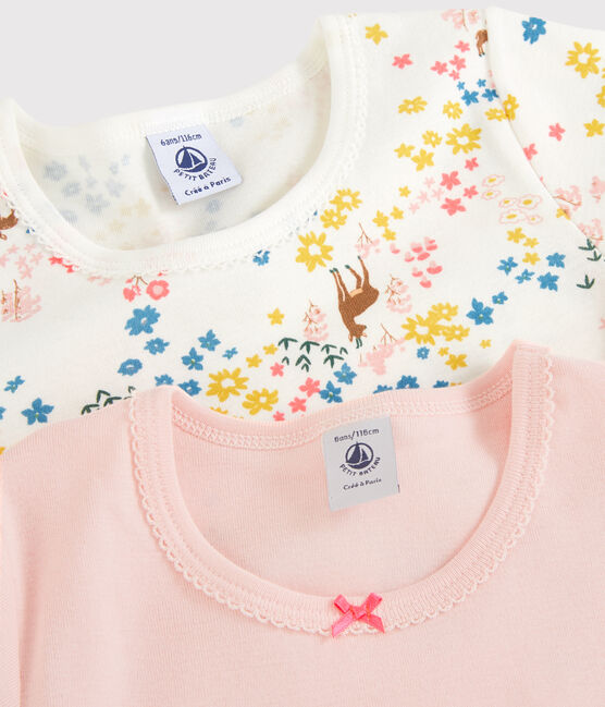 Lot de 2 tee shirts manches courtes petite fille en coton biologique variante 1