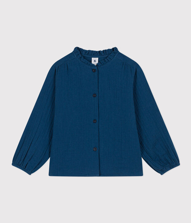 Blouse en gaze de coton enfant fille bleu