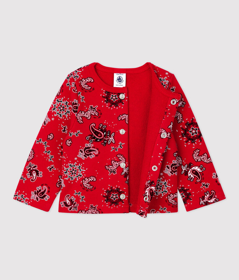 Cardigan imprim&eacute; bandana en molleton b&eacute;b&eacute; rouge TERKUIT/blanc MULTICO