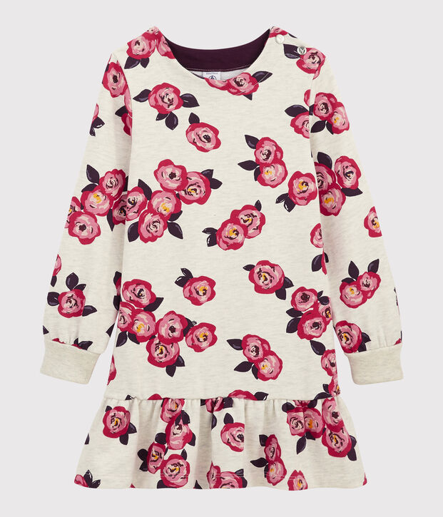 Robe manches longues enfant fille beige/multicouleur