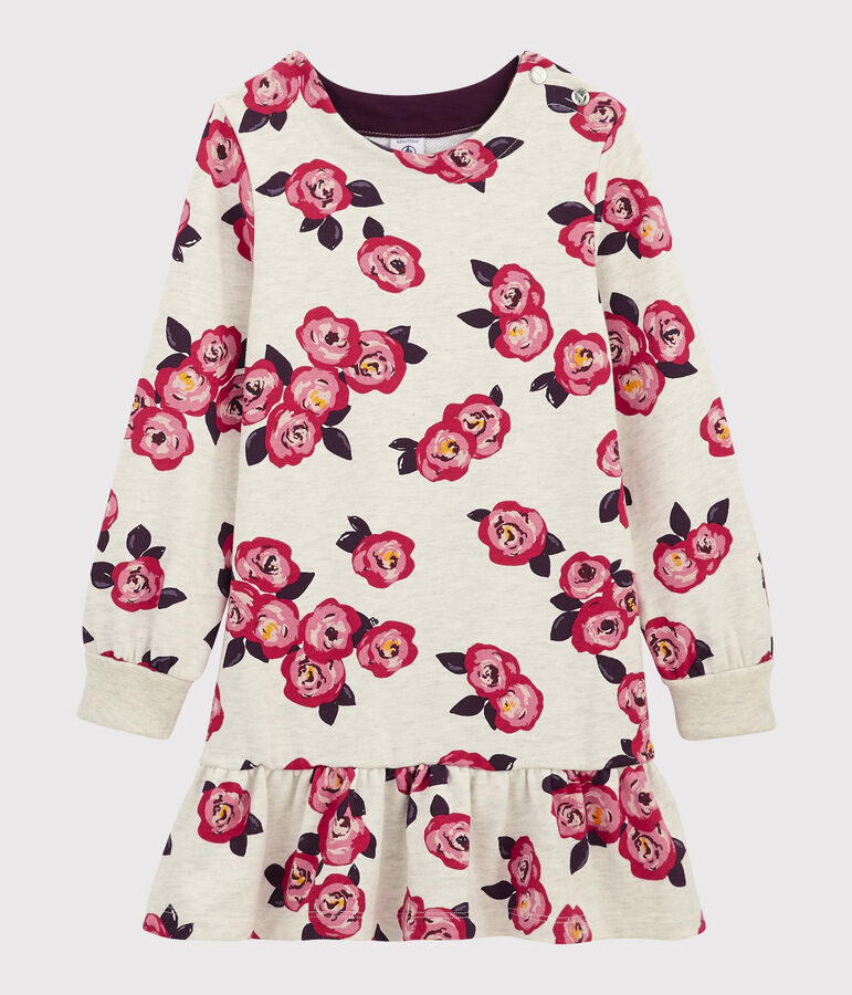 Robe manches longues enfant fille beige MONTELIMAR/blanc MULTICO