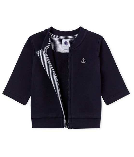 Cardigan zippé bébé garçon en molleton bleu SMOKING