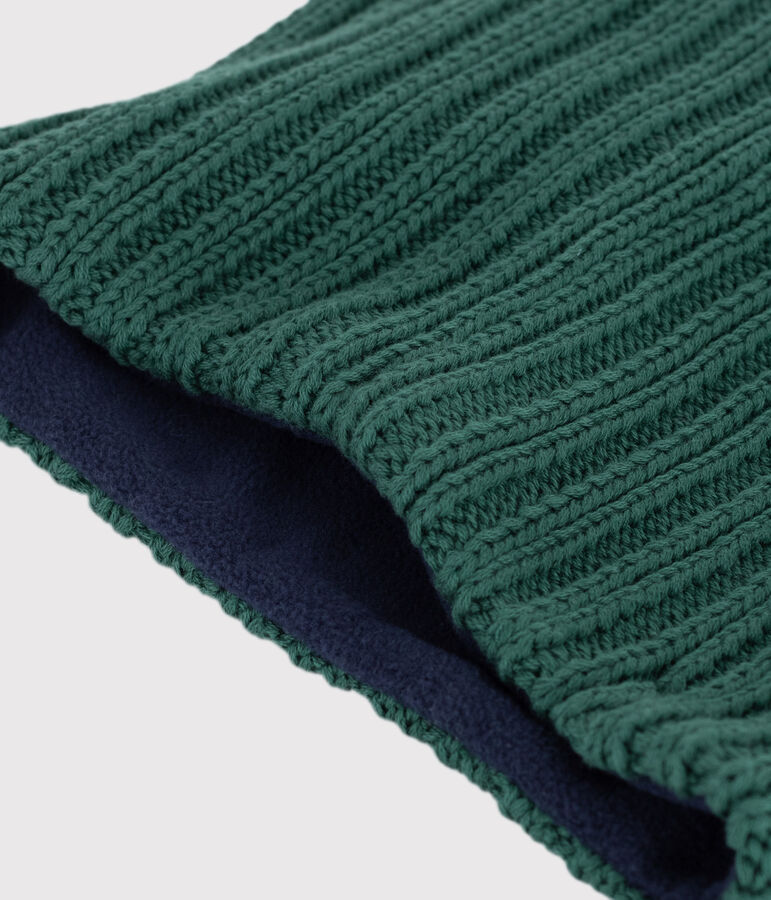 Snood enfant en tricot doubl&eacute; en polaire vert