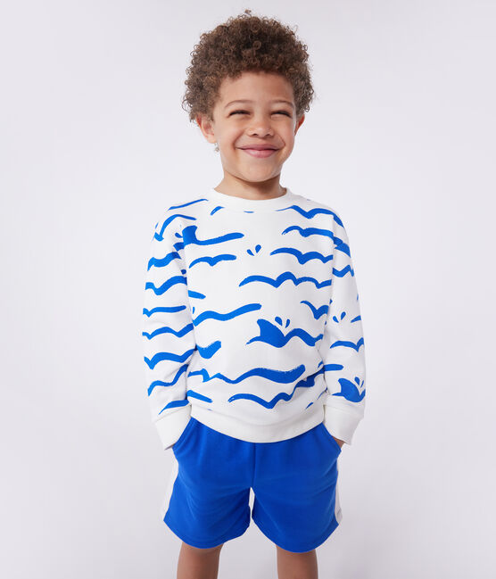 Sweatshirt enfant en coton imprimé blanc MARSHMALLOW/blanc MULTICO