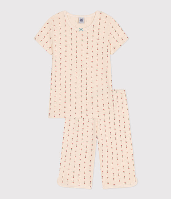 Pyjama capri imprimé fleur en coton enfant blanc AVALANCHE/ MULTICO