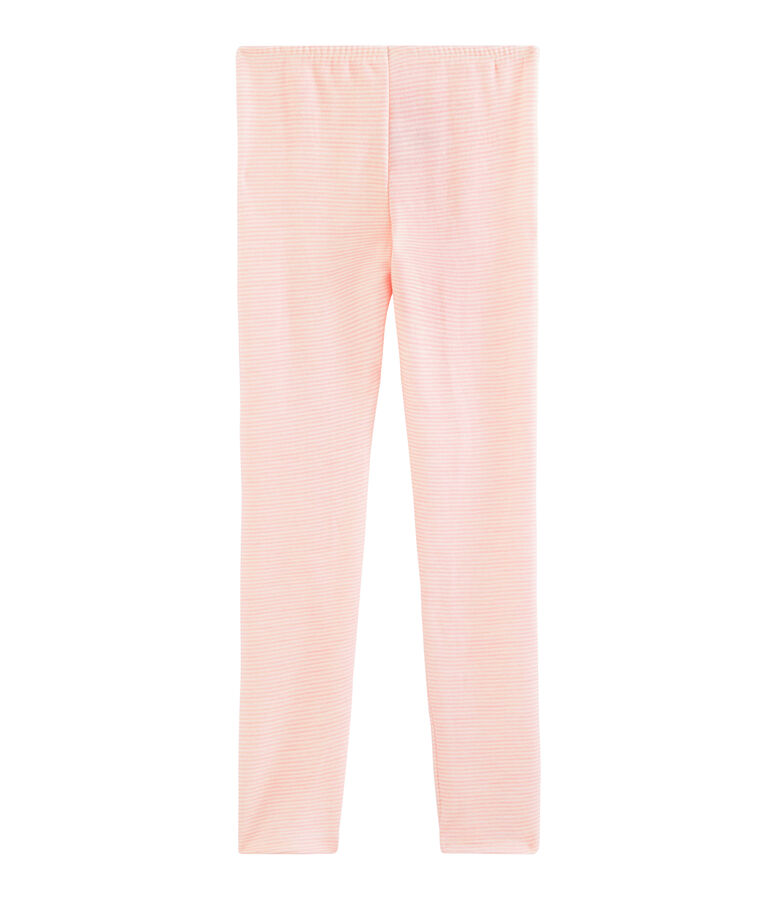Legging enfant en laine et coton rose CHARME/blanc MARSHMALLOW