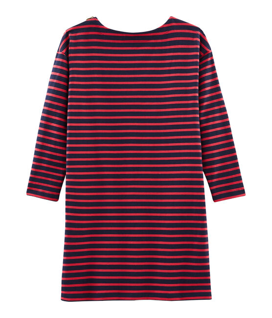 Robe manches longues femme bleu SMOKING/rouge SIGNAL