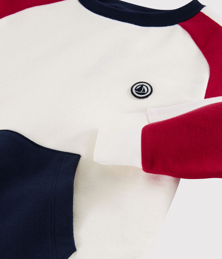 Sweatshirt enfant gar&ccedil;on blanc/rouge/bleu