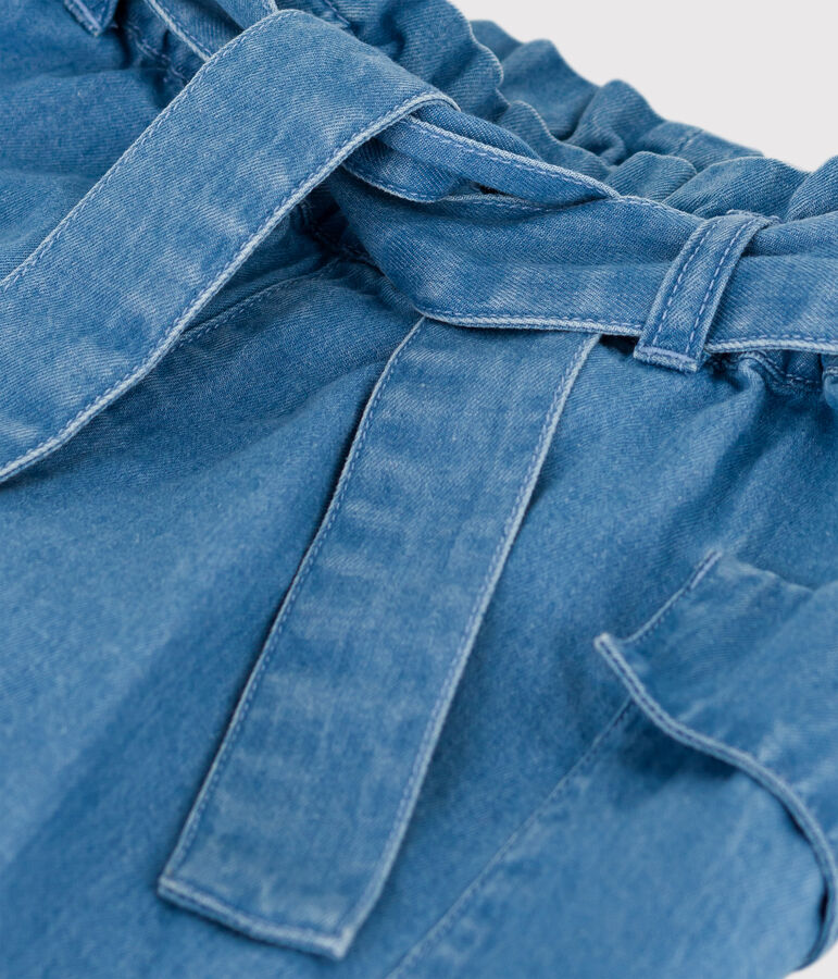 Short en denim bio enfant fille bleu