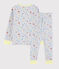 Pyjama gris chiné à étoiles petit garçon en coton gris POUSSIERE/blanc MULTICO