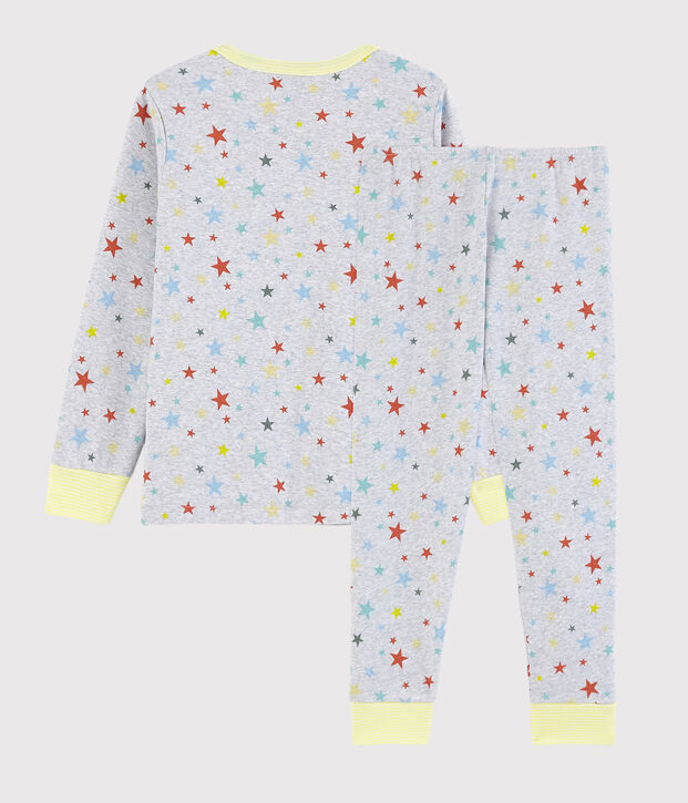 Pyjama gris chin&eacute; &agrave; &eacute;toiles petit gar&ccedil;on en coton gris/multicouleur