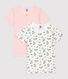Lot de 2 tee shirts manches courtes imprimé fleuri petite fille en coton biologique