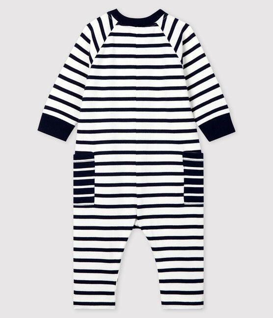 Combinaison longue en jersey bébé fille/garçon blanc MARSHMALLOW/bleu SMOKING