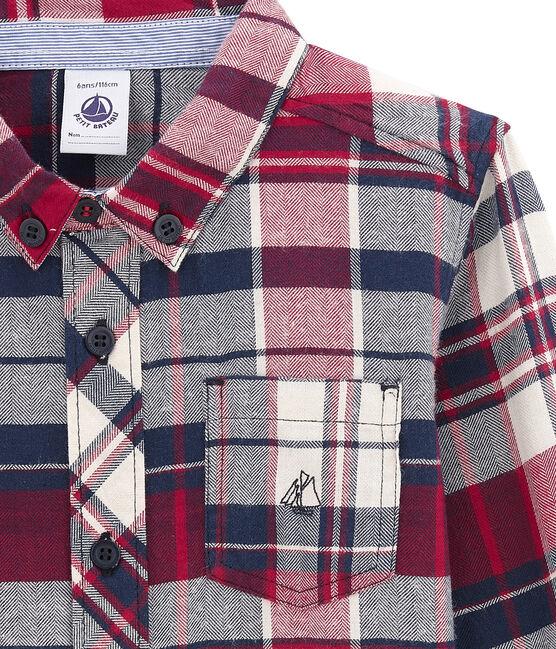 Chemise à carreaux garçon en twill bleu SMOKING/rouge TERKUIT/ OGRE