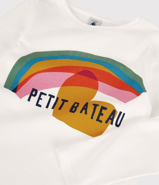 Tee-shirt manches longues en coton enfant fille blanc MARSHMALLOW