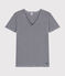 Tee-shirt l'Iconique col V en coton rayé femme bleu SMOKING/blanc MARSHMALLOW