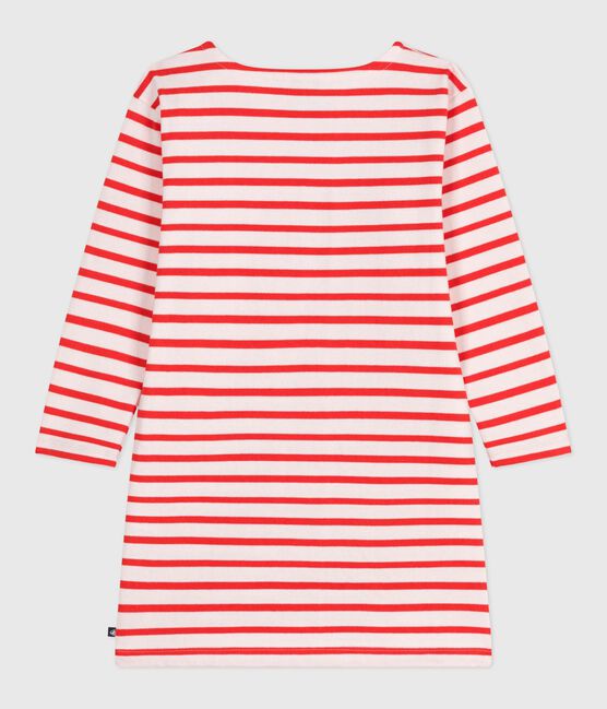 Robe enfant en coton manches longues à rayures rose FLEUR/ SPICY