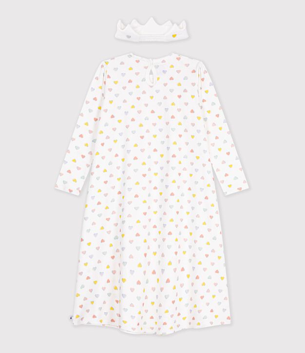 Chemise de nuit d&eacute;guisement princesse et diad&egrave;me enfant en coton blanc/multicouleur
