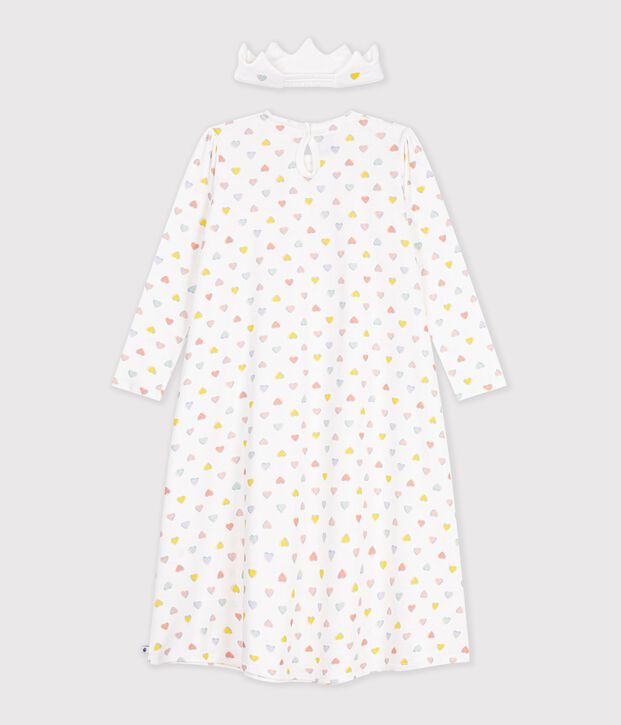 Chemise de nuit d&eacute;guisement princesse et diad&egrave;me enfant en coton blanc/multicouleur