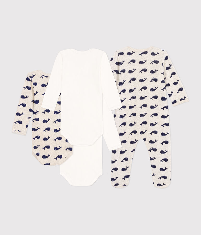 Lot de 1 pyjama b&eacute;b&eacute; et 3 bodies baleines variante 1