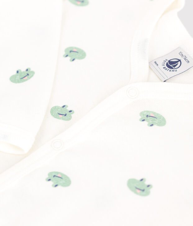 Pyjama b&eacute;b&eacute; en coton grenouilles blanc/multicouleur