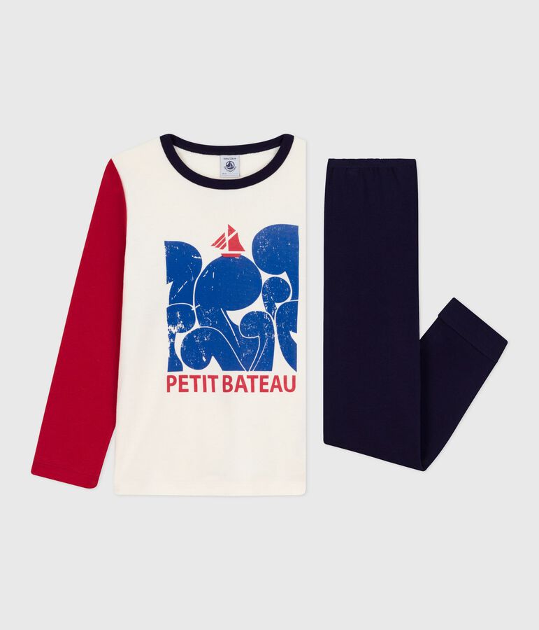 Pyjama enfant en coton bicolore bleu SOIR/ MULTICO