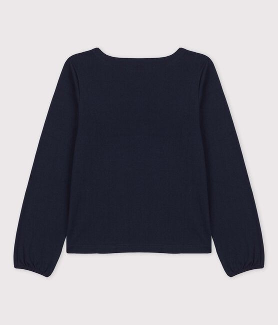 Tee-shirt manches longues en coton enfant fille bleu SMOKING