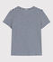 Tee-shirt LE DROIT col rond en coton Femme bleu MEDIEVAL/blanc MARSHMALLOW