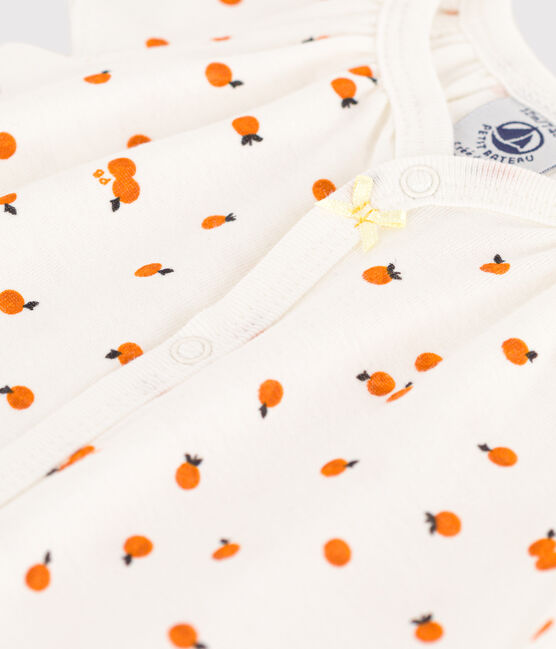 Combinaison courte oranges en coton bébé blanc MARSHMALLOW/blanc MULTICO
