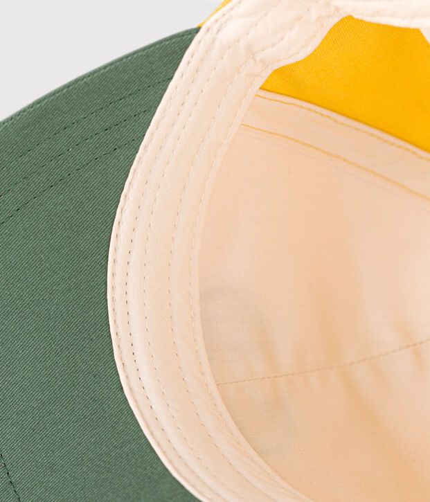 Casquette en coton enfant &eacute;cru/vert