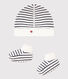 Lot de bonnet et chausson bébé en coton marinière 