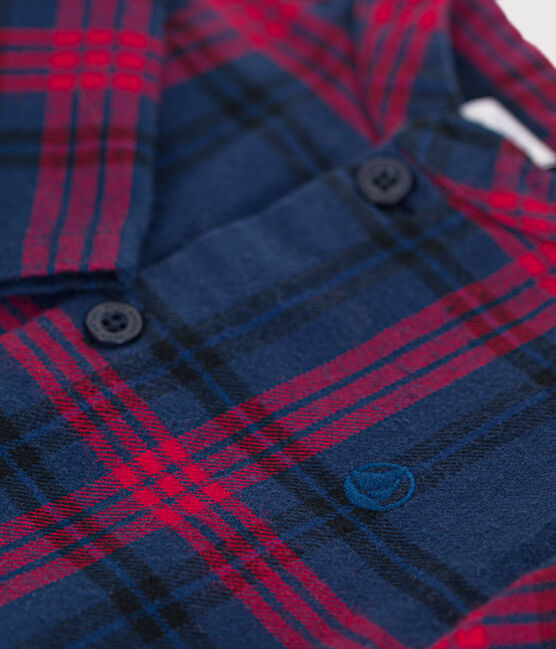 Chemise en flanelle à carreaux bébé bleu SMOKING/blanc MULTICO