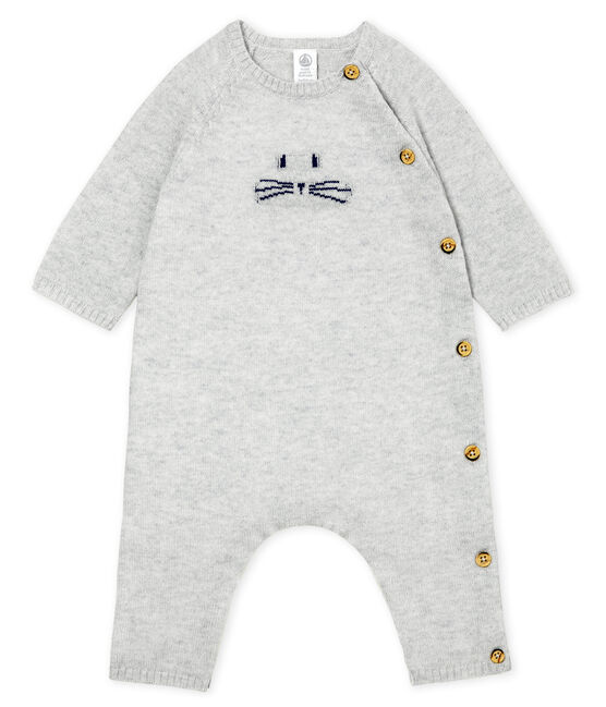 Combinaison longue en cachemire 'museau' gris POUSSIERE CHINE