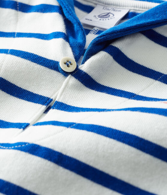 Combicourt bébé garçon rayé blanc MARSHMALLOW/bleu SURF